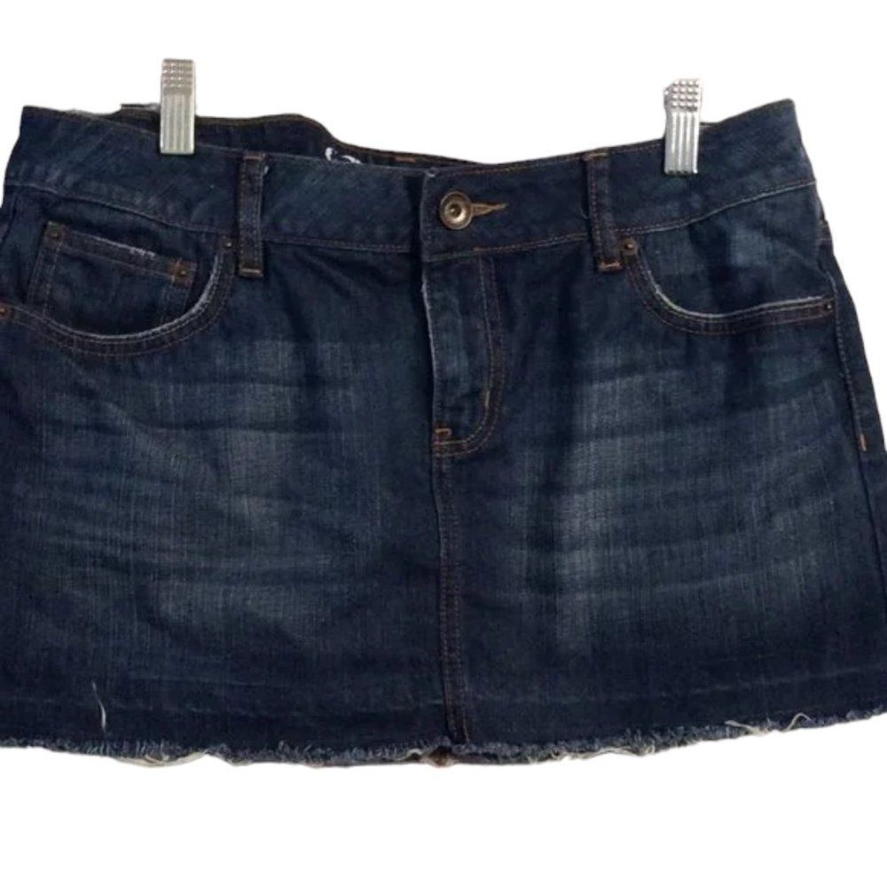 Bullhead mini skirt jeans frayed juniors 11